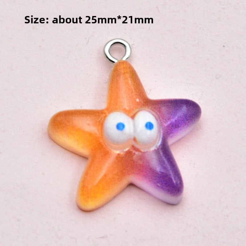 Ocean Resin Key Chain Featuring Love Charms, Stylish Pendant Accessory