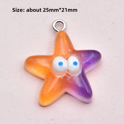 Ocean Resin Key Chain Featuring Love Charms, Stylish Pendant Accessory