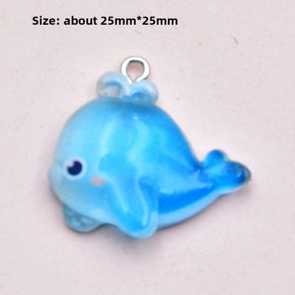 Ocean Resin Key Chain Featuring Love Charms, Stylish Pendant Accessory