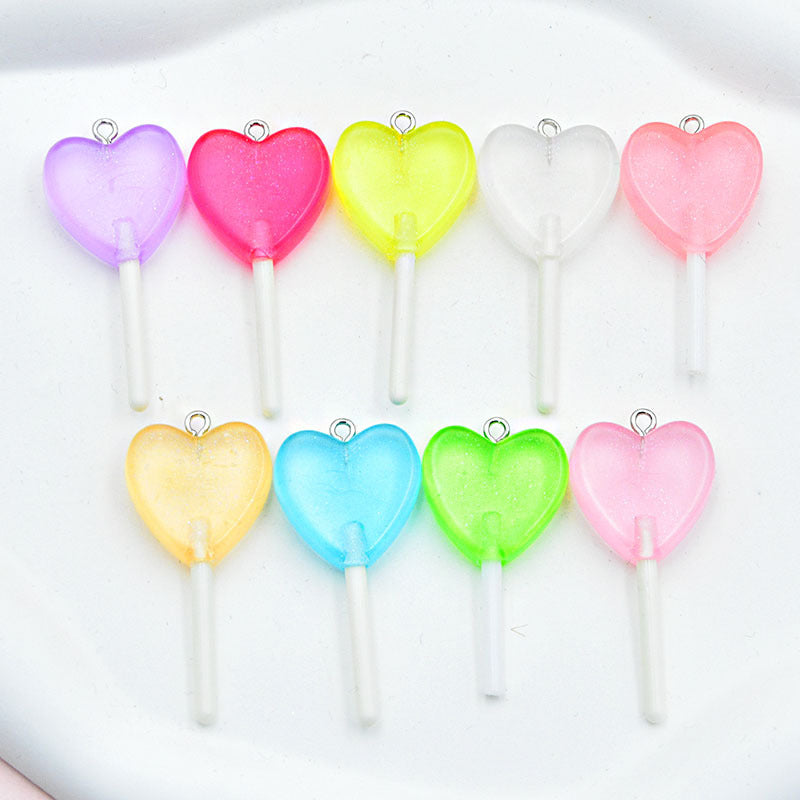 Heart Shape Resin Love Charms Pendant In Luminous Color For Unique Hanging Decoration