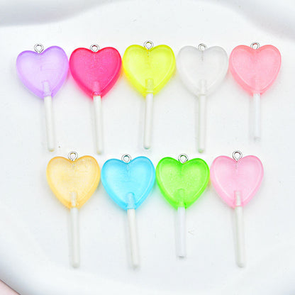 Heart Shape Resin Love Charms Pendant In Luminous Color For Unique Hanging Decoration