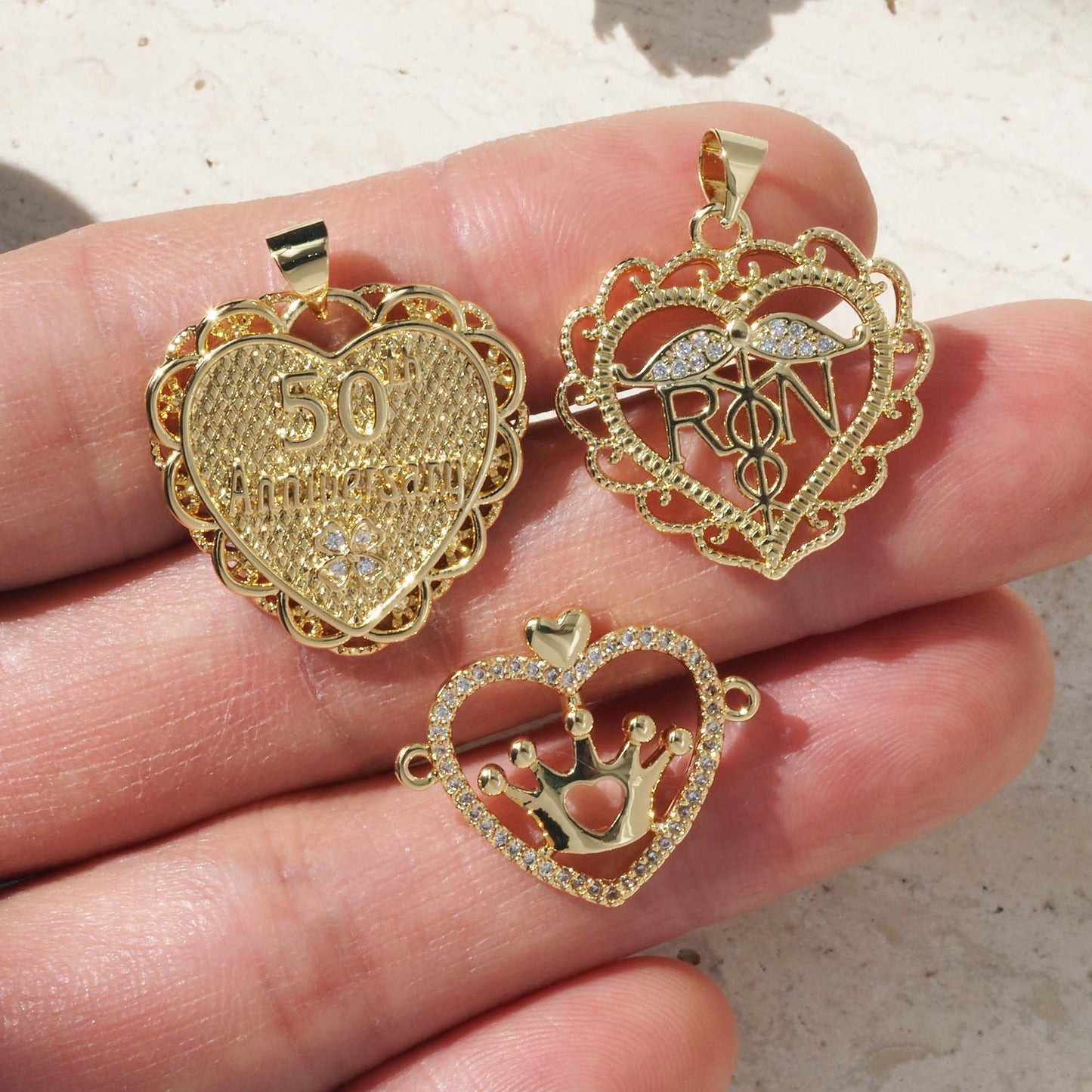 Heart Shape Pendant For Love Charms In Elegant Golden Finish
