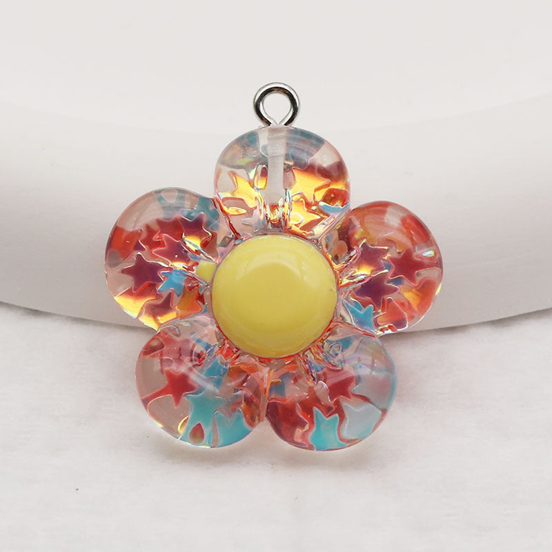 Resin Flowers Love Charms Pendant, Beautiful Floral Design Hanging Decoration