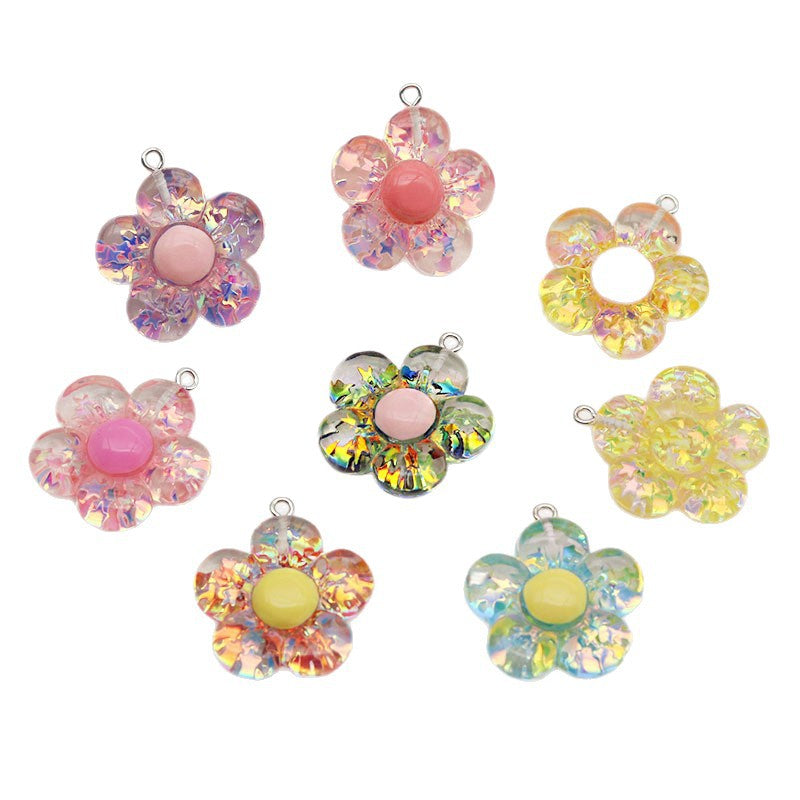 Resin Flowers Love Charms Pendant, Beautiful Floral Design Hanging Decoration