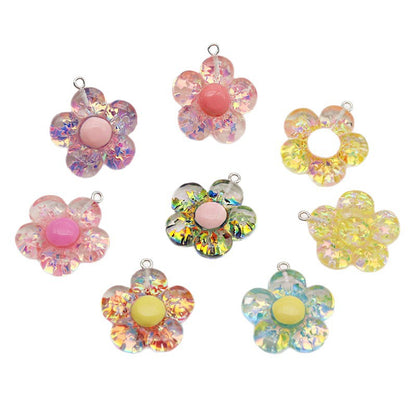 Resin Flowers Love Charms Pendant, Beautiful Floral Design Hanging Decoration