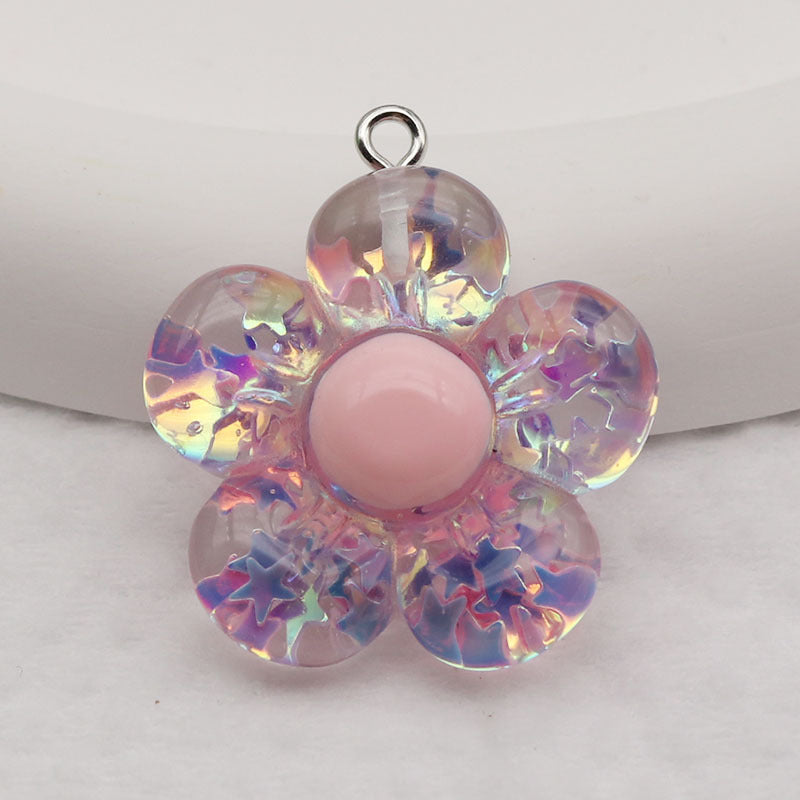 Resin Flowers Love Charms Pendant, Beautiful Floral Design Hanging Decoration