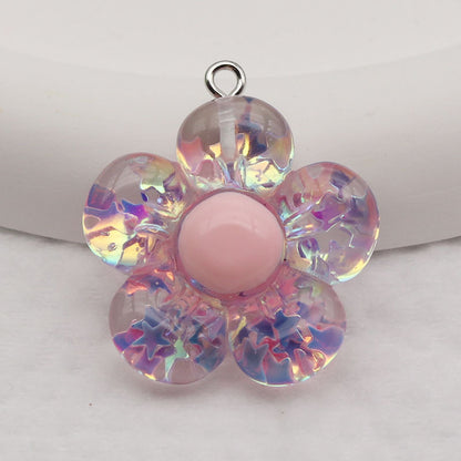 Resin Flowers Love Charms Pendant, Beautiful Floral Design Hanging Decoration