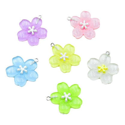 Resin Flowers Key Chain With Love Charms In Transparent Color, Decorative Hanging Accessory