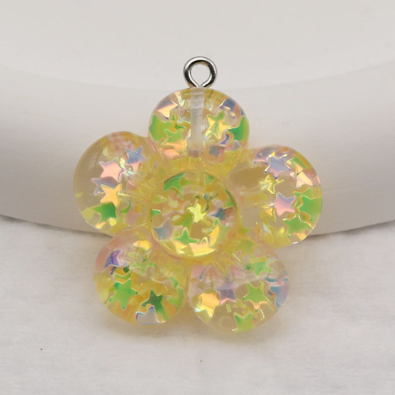 Resin Flowers Love Charms Pendant, Beautiful Floral Design Hanging Decoration