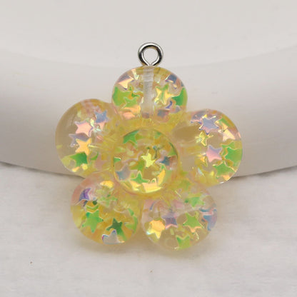 Resin Flowers Love Charms Pendant, Beautiful Floral Design Hanging Decoration