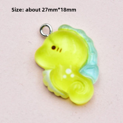 Ocean Resin Key Chain Featuring Love Charms, Stylish Pendant Accessory