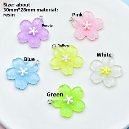 Resin Flowers Key Chain With Love Charms In Transparent Color, Decorative Hanging Accessory