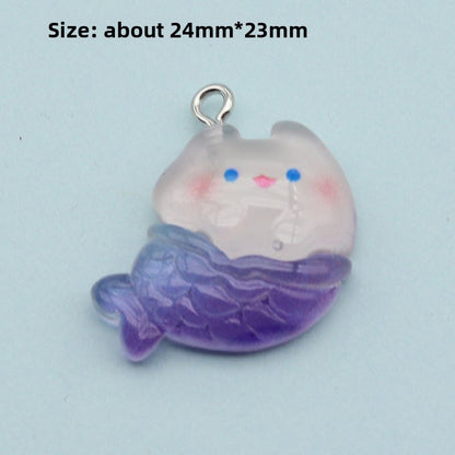 Ocean Resin Key Chain Featuring Love Charms, Stylish Pendant Accessory
