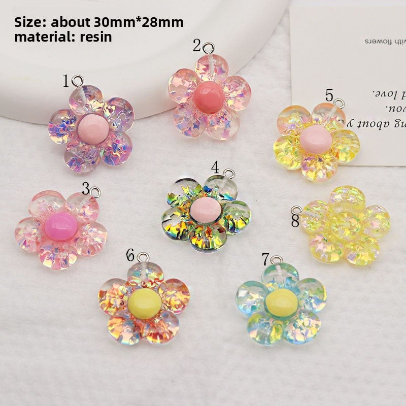 Resin Flowers Love Charms Pendant, Beautiful Floral Design Hanging Decoration