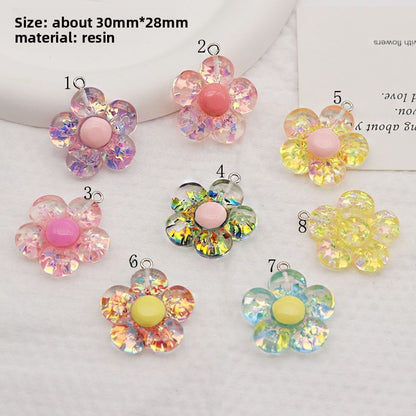 Resin Flowers Love Charms Pendant, Beautiful Floral Design Hanging Decoration