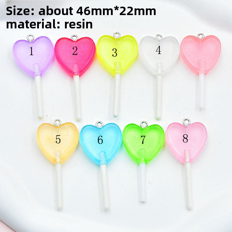 Heart Shape Resin Love Charms Pendant In Luminous Color For Unique Hanging Decoration