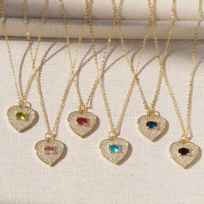Heart Shape Pendant For Love Charms In Golden Copper Featuring Zircon Inlay