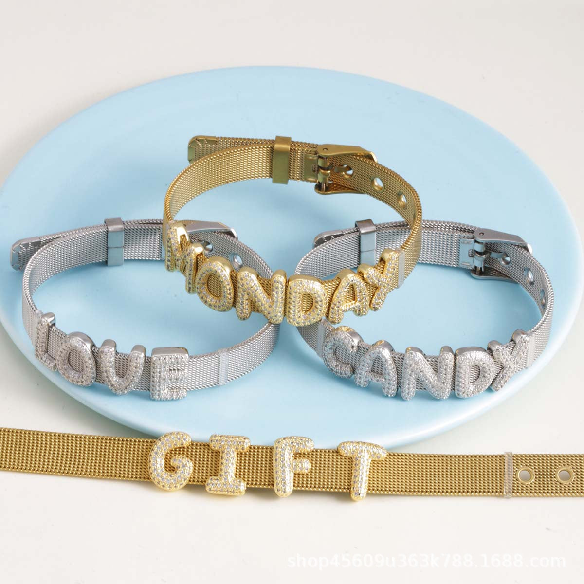 For Love Charms Copper Bracelets With Electroplated Gold Plating Featuring Zircon Inlay In Golden