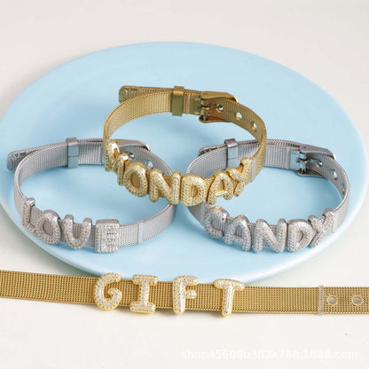 For Love Charms Copper Bracelets With Electroplated Gold Plating Featuring Zircon Inlay In Golden
