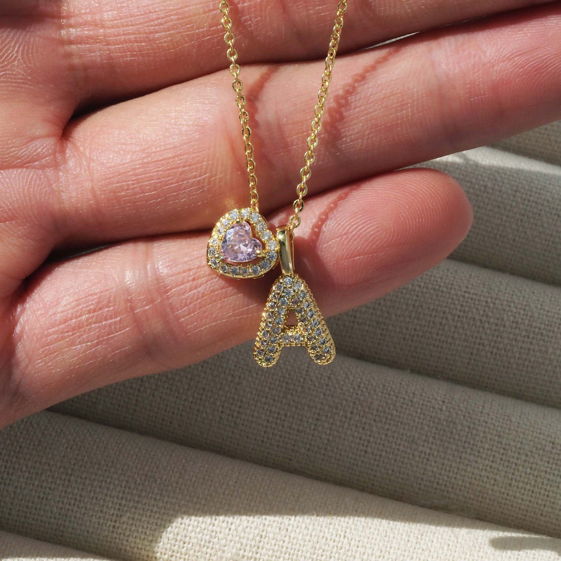 For Love Charms Golden Copper Pendant Featuring Electroplated Finish With Birthstone Inlay