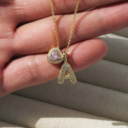 For Love Charms Golden Copper Pendant Featuring Electroplated Finish With Birthstone Inlay