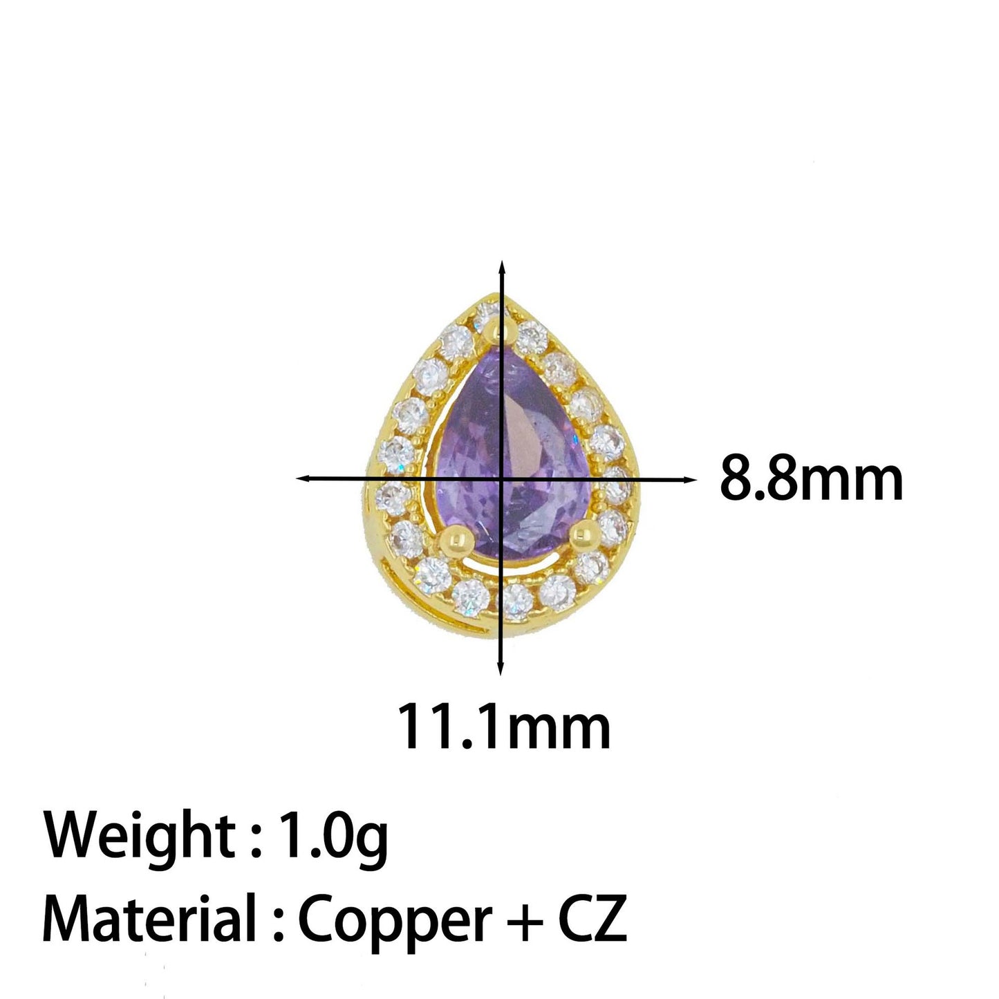 Golden Copper Water Droplets Pendant For Love Charms, 1 Piece