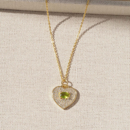 Heart Shape Pendant For Love Charms In Golden Copper Featuring Zircon Inlay