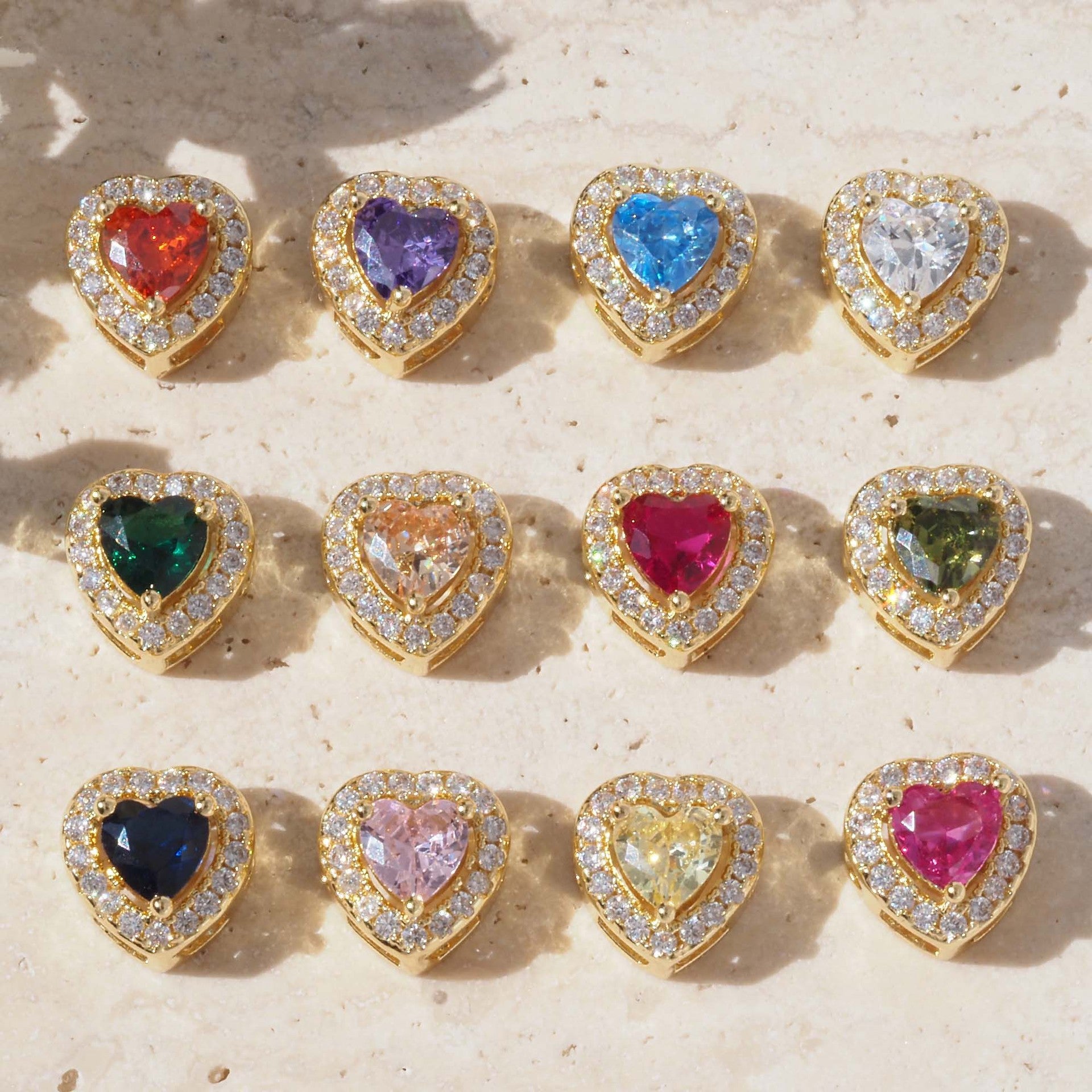 For Love Charms Golden Copper Pendant Featuring Electroplated Finish With Birthstone Inlay