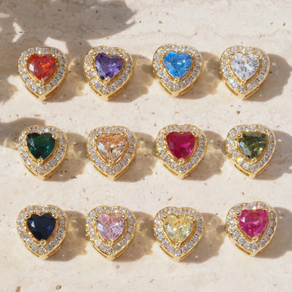 For Love Charms Golden Copper Pendant Featuring Electroplated Finish With Birthstone Inlay