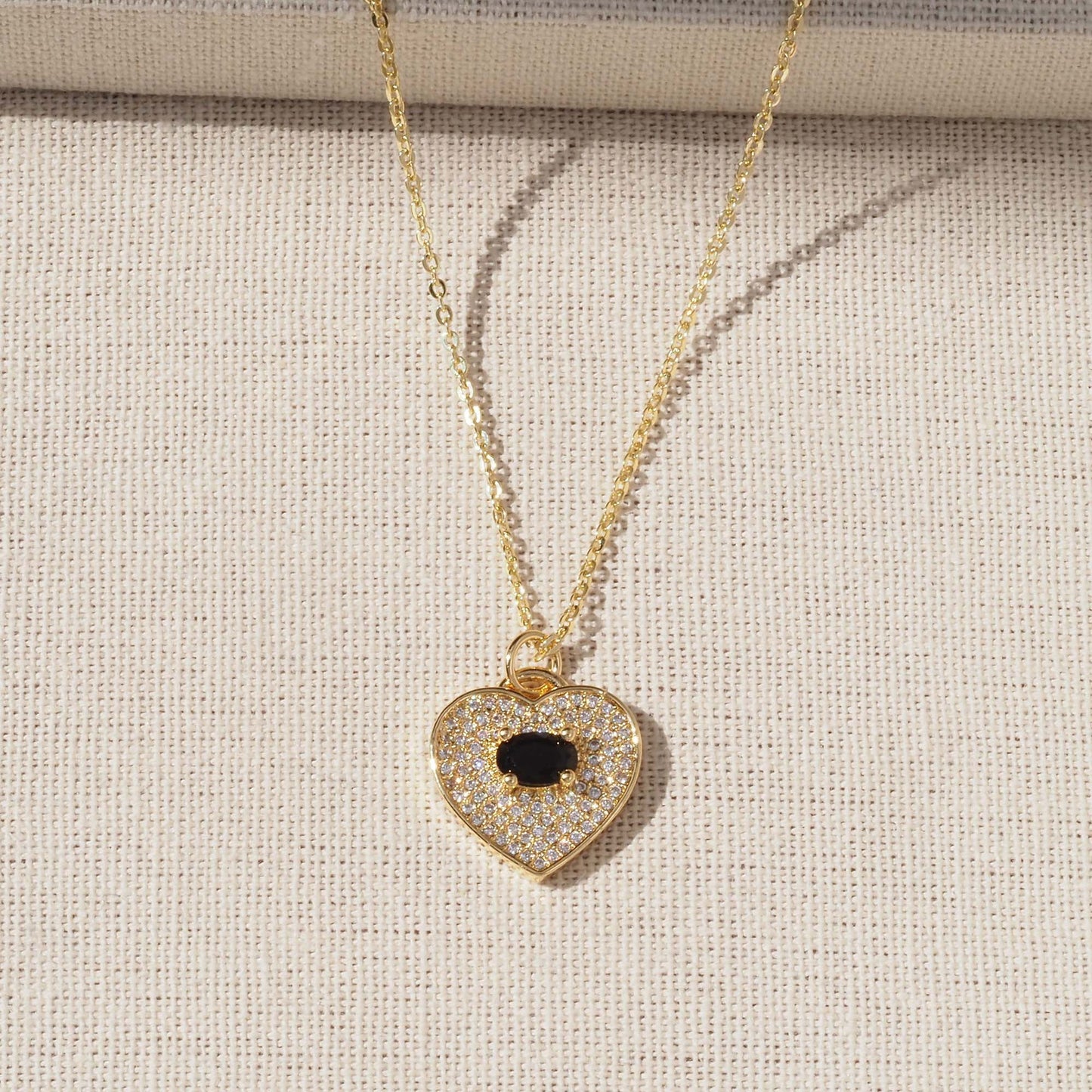 Heart Shape Pendant For Love Charms In Golden Copper Featuring Zircon Inlay