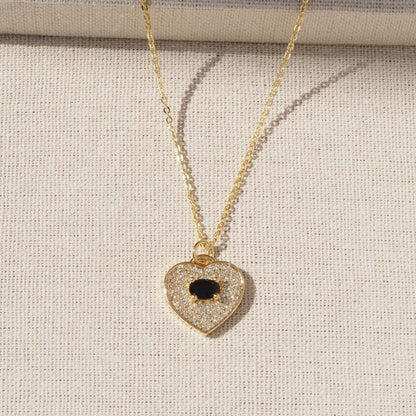 Heart Shape Pendant For Love Charms In Golden Copper Featuring Zircon Inlay