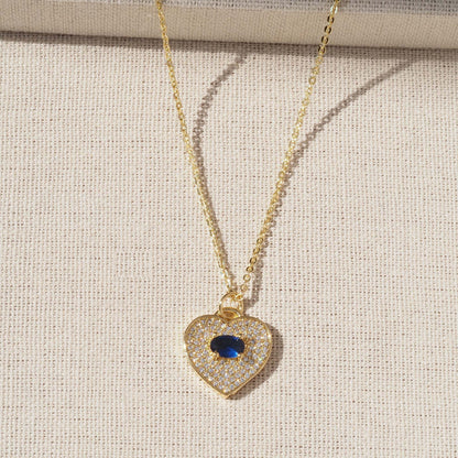 Heart Shape Pendant For Love Charms In Golden Copper Featuring Zircon Inlay