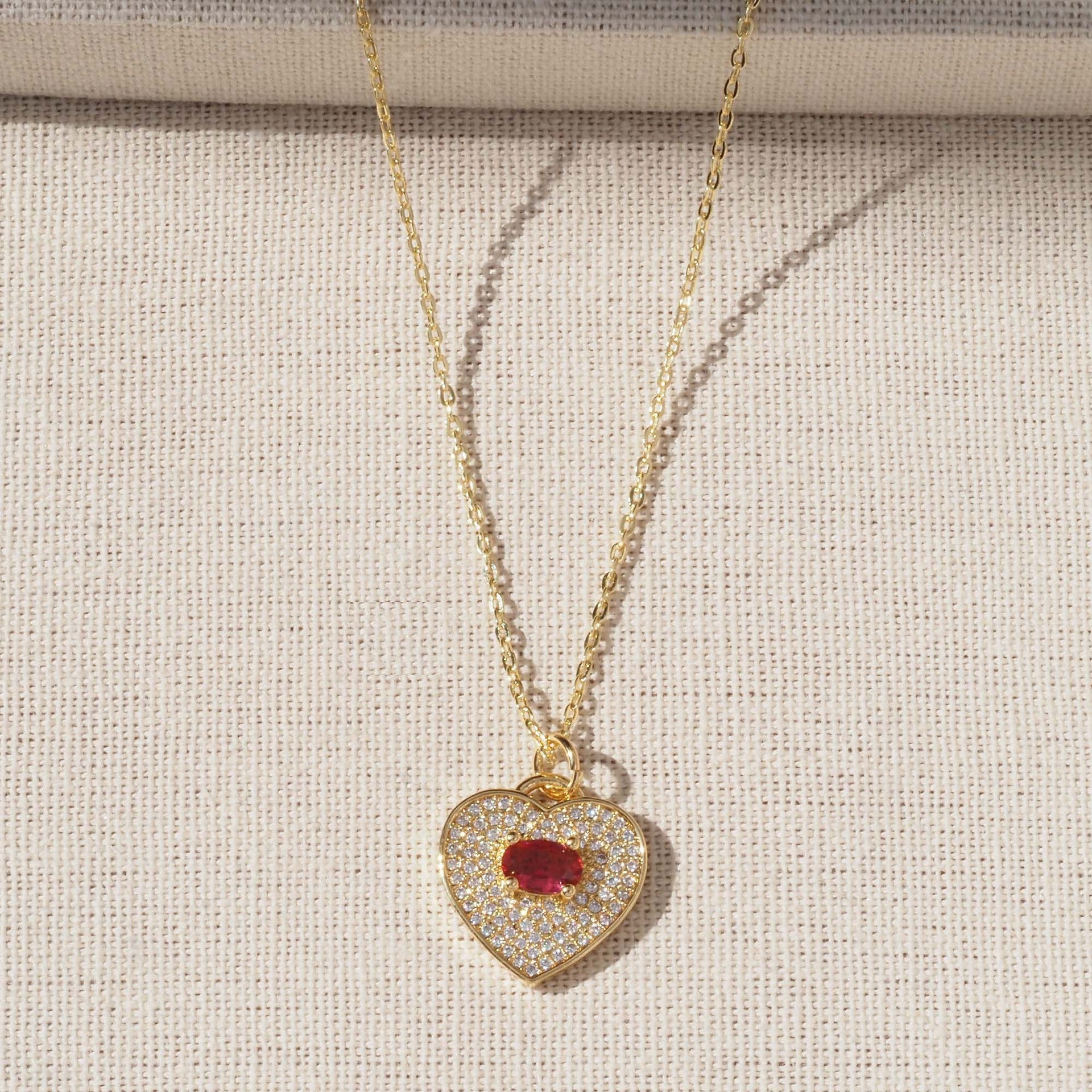 Heart Shape Pendant For Love Charms In Golden Copper Featuring Zircon Inlay