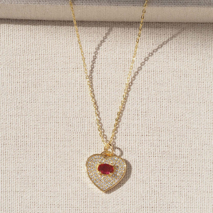 Heart Shape Pendant For Love Charms In Golden Copper Featuring Zircon Inlay