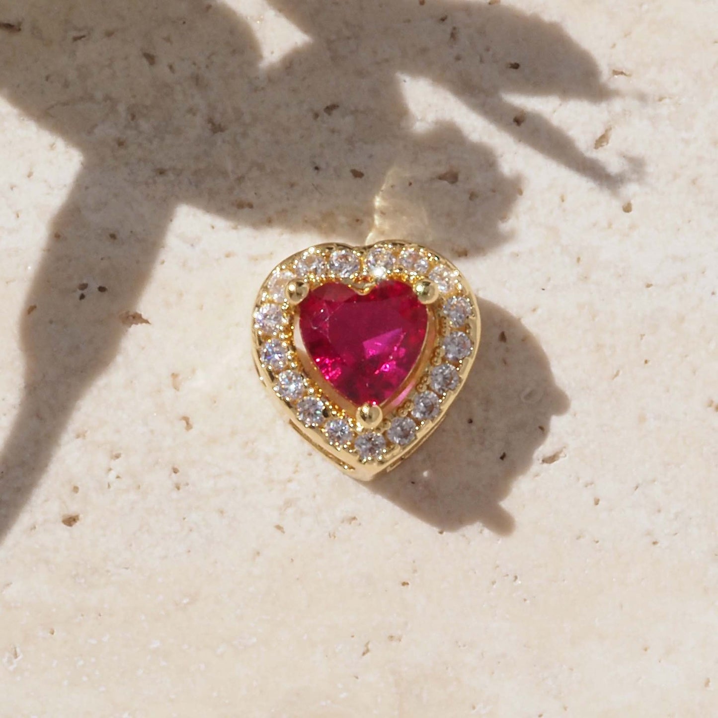 For Love Charms Golden Copper Pendant Featuring Electroplated Finish With Birthstone Inlay