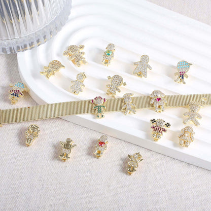 For Love Charms Copper Bracelets With Electroplated Gold Plating Featuring Zircon Inlay In Golden
