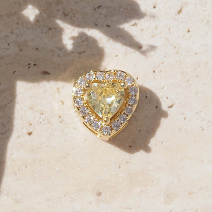 For Love Charms Golden Copper Pendant Featuring Electroplated Finish With Birthstone Inlay