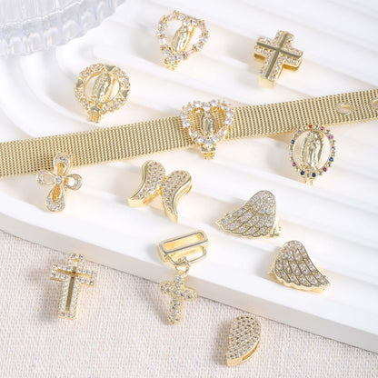 For Love Charms Copper Bracelets With Electroplated Gold Plating Featuring Zircon Inlay In Golden