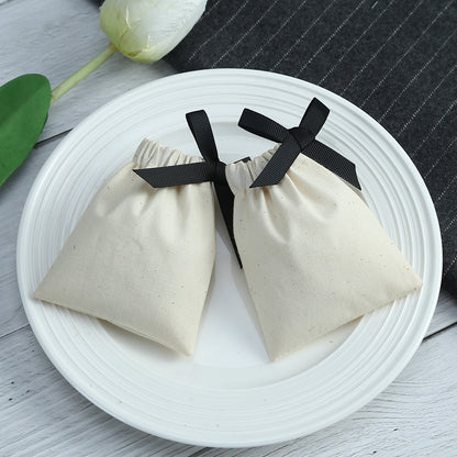 Cotton Jewelry Packaging Bags With Drawstring, Love Charms Design, Available In Black For Elegant Storage