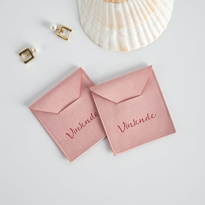 Pink Flannel Jewelry Packaging Bags For Love Charms, Soft And Durable Storage Pouches