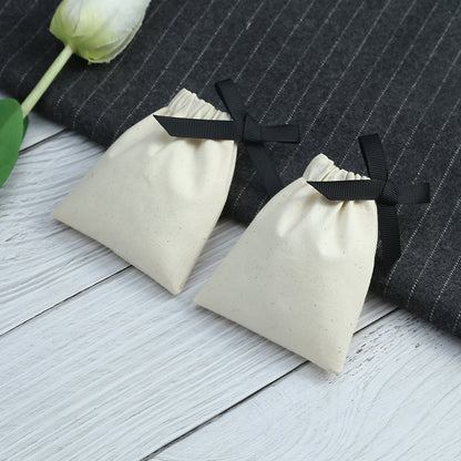 Cotton Jewelry Packaging Bags With Drawstring, Love Charms Design, Available In Black For Elegant Storage