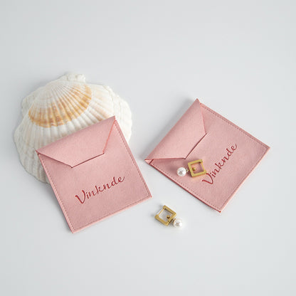 Pink Flannel Jewelry Packaging Bags For Love Charms, Soft And Durable Storage Pouches