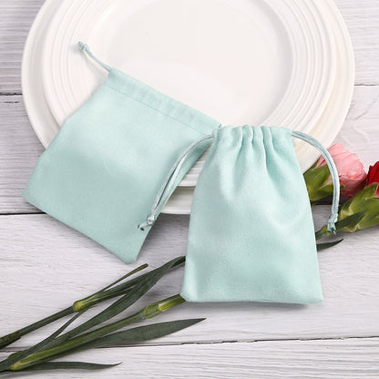 Flannel Jewelry Packaging Bags In Light Green, Perfect For Love Charms