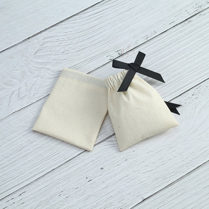 Cotton Jewelry Packaging Bags With Drawstring, Love Charms Design, Available In Black For Elegant Storage