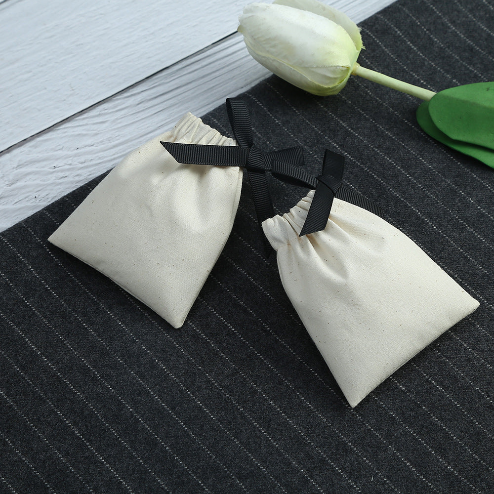 Cotton Jewelry Packaging Bags With Drawstring, Love Charms Design, Available In Black For Elegant Storage