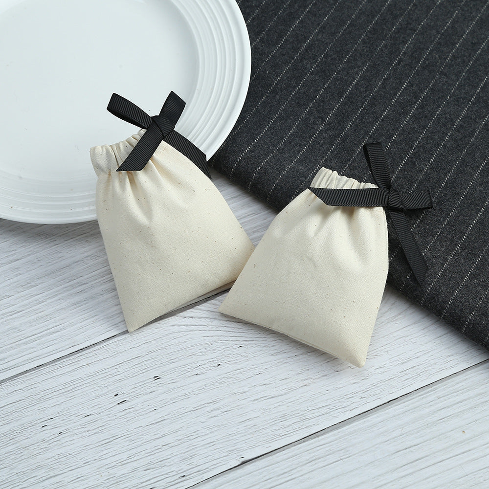 Cotton Jewelry Packaging Bags With Drawstring, Love Charms Design, Available In Black For Elegant Storage