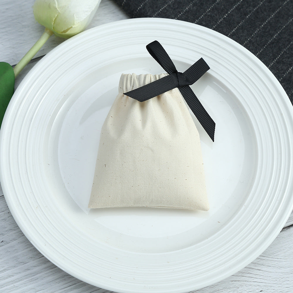 Cotton Jewelry Packaging Bags With Drawstring, Love Charms Design, Available In Black For Elegant Storage
