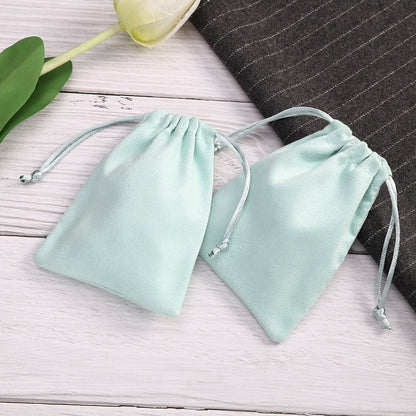 Flannel Jewelry Packaging Bags In Light Green, Perfect For Love Charms