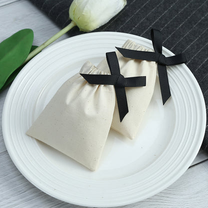 Cotton Jewelry Packaging Bags With Drawstring, Love Charms Design, Available In Black For Elegant Storage