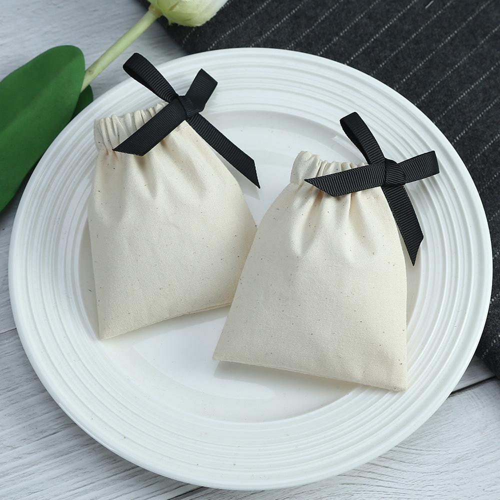 Cotton Jewelry Packaging Bags With Drawstring, Love Charms Design, Available In Black For Elegant Storage